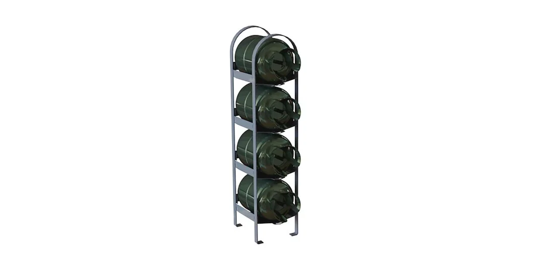 02N939KP – MASTERACK Van Storage System Refrigerant Tank Rack, Bolts To Floor Holds Four 30 Pound Tank